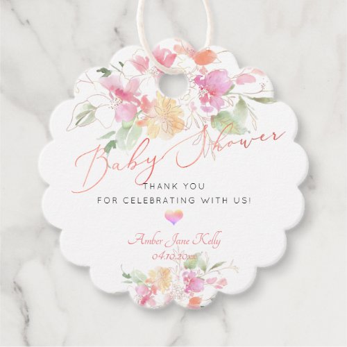 PixDezines Watercolor Sweet Baby Shower Favor Tags