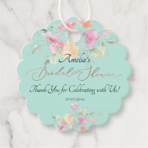 PixDezines Watercolor Sweetpea Bridal Shower Favor Tags