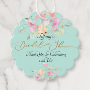 PixDezines Watercolor Sweetpea Bridal Shower Favor Tags