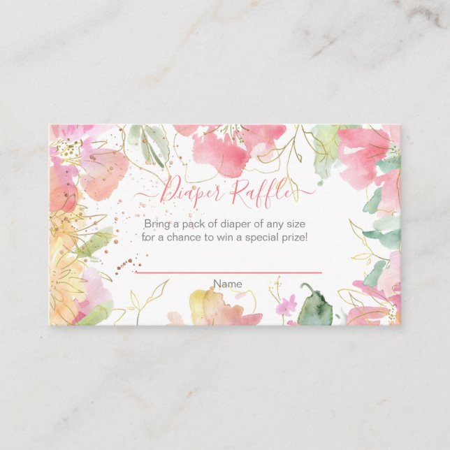 PixDezines Watercolor Sweetpeas, Diaper Raffle Enclosure Card (Front)