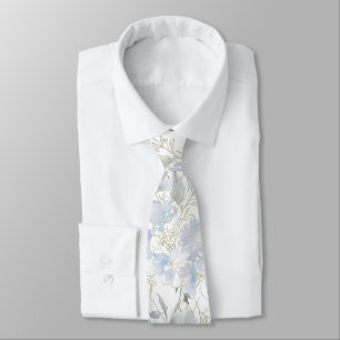 PixDezines Watercolor Sweetpeas Dusty Blue Neck Tie