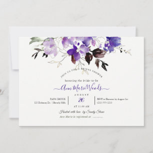 PixDezines Watercolor Sweetpeas Violet Purple Invitation