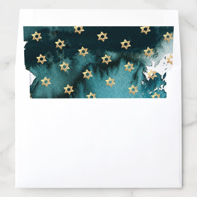 PixDezines Watercolor|Teal Green|Mitzvah Envelope Liner (In Envelope)