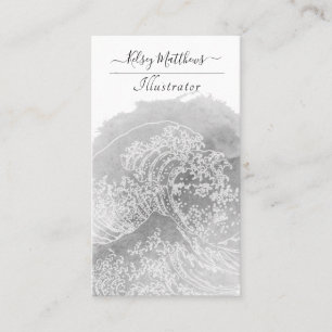 PixDezines Watercolor The Great Wave, Hokusai Business Card