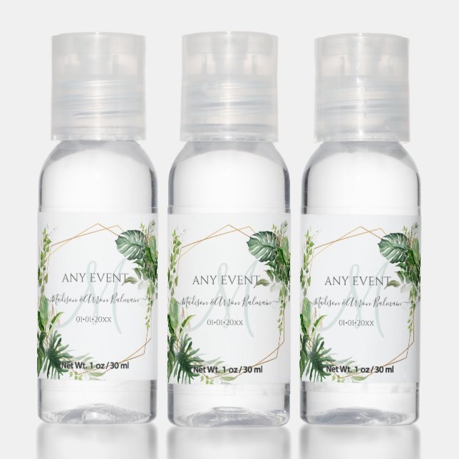 PixDezines Watercolor Tropical Greenery Hand Sanitizer (Set)