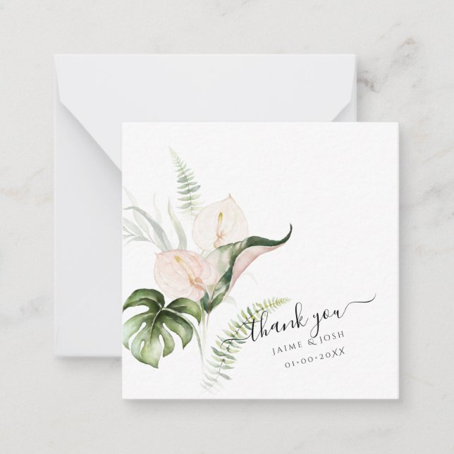 PixDezines Watercolor Tropical Jungle Note Card (Front)