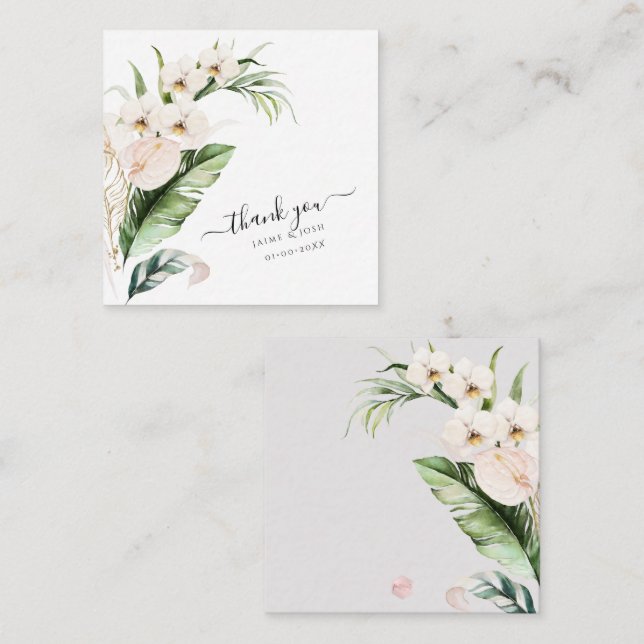 PixDezines Watercolor Tropical Jungle Note Card (Front/Back)