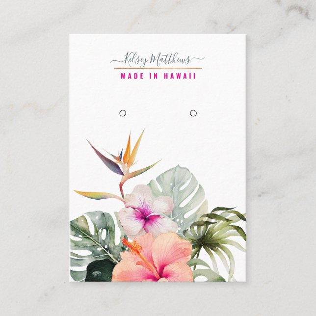 PixDezines Watercolor Tropical Paradise Earrings Business Card (Front)