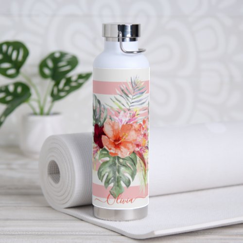 PixDezines Watercolor Tropical Paradise Flowers Water Bottle