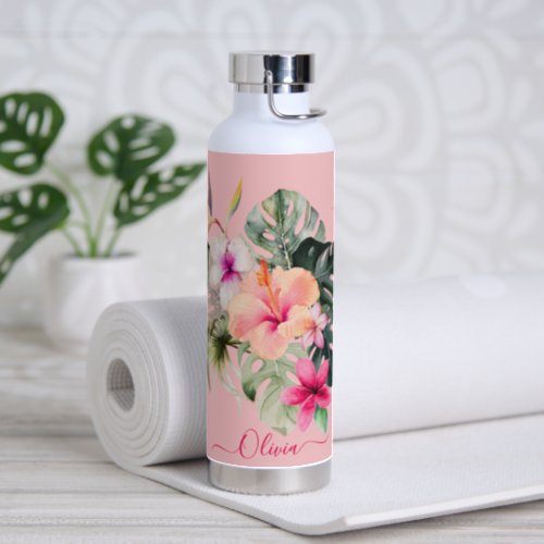 PixDezines Watercolor Tropical Paradise Flowers Water Bottle