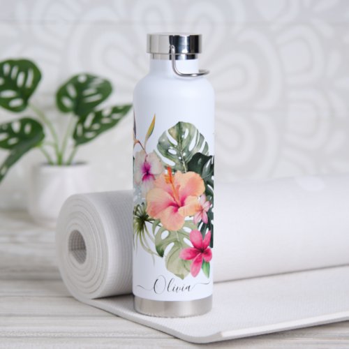 PixDezines Watercolor Tropical Paradise Flowers Water Bottle