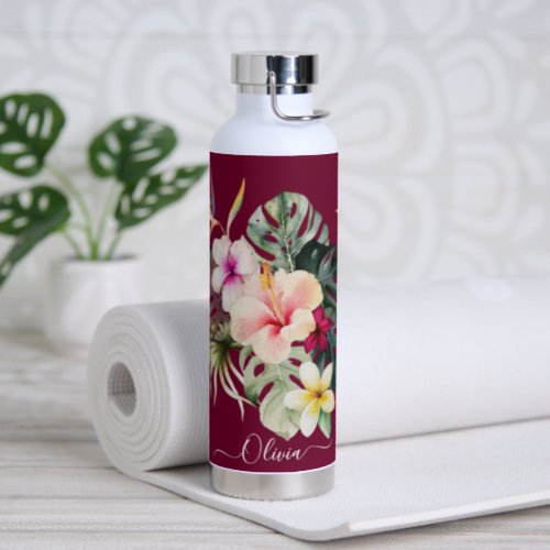 PixDezines Watercolor Tropical Paradise Flowers Water Bottle