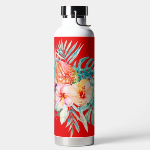 PixDezines Watercolor Tropical Paradise Flowers Water Bottle