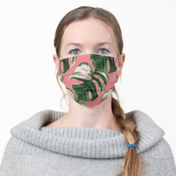 Pixdezines Watercolor Variegated Monstera Pattern Adult Cloth Face Mask by PixDezines at Zazzle
