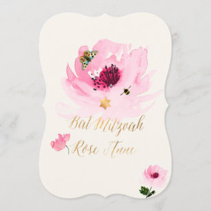 PixDezines Watercolor/Water Rose/Bat Mitzvah Invitation