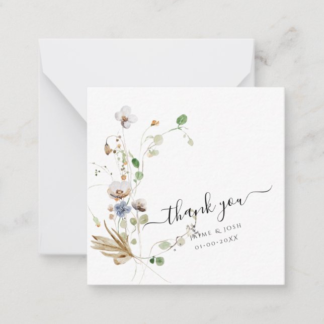 PixDezines Watercolor Wild Flowers Note Card (Front)