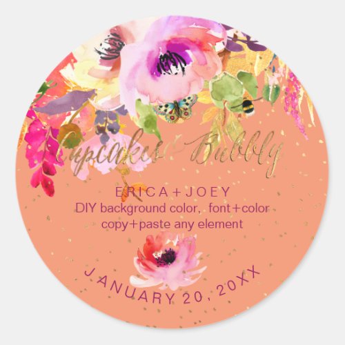 PixDezines Watercolor WisteriaPeonies Classic Round Sticker