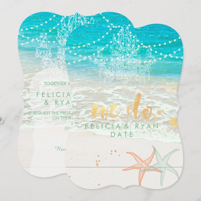 PixDezines We Do Chandelier/Beach/Destination Invitation (Front/Back)