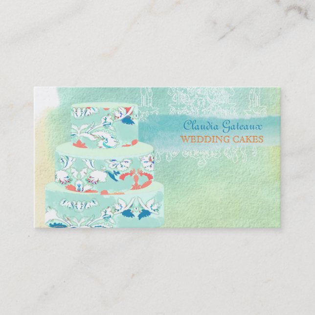 PixDezines wedding cakes/watercolor affects Business Card (Front)