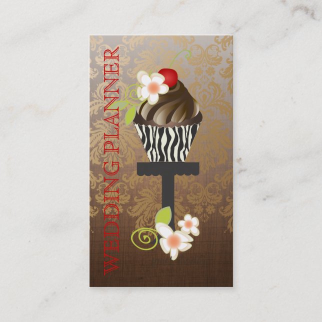 PixDezines, Wedding Planner+Fidora Damask Business Card (Front)