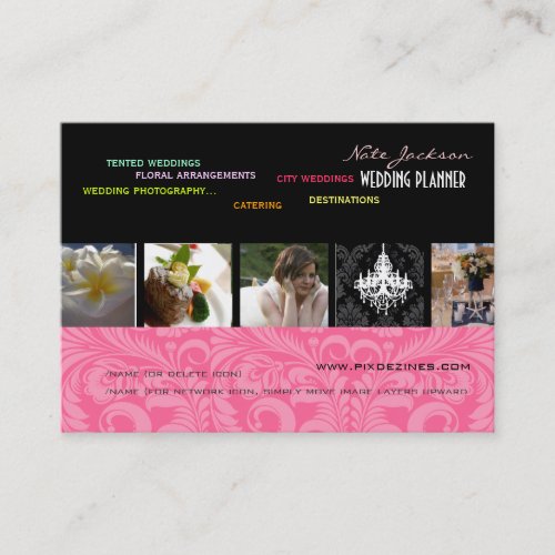 PixDezines wedding planners/diy colors+fonts Business Card