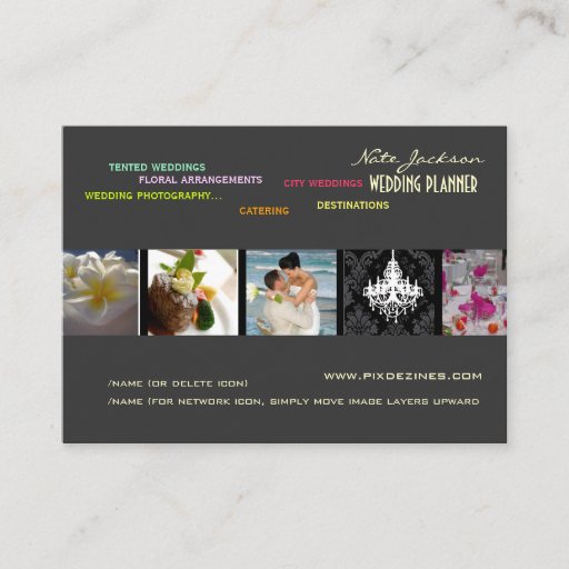 Customizable Wedding Planners Portfolio template Business Cards