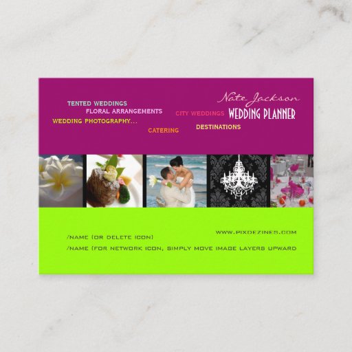 Customizable Wedding Planners Portfolio template Business Card