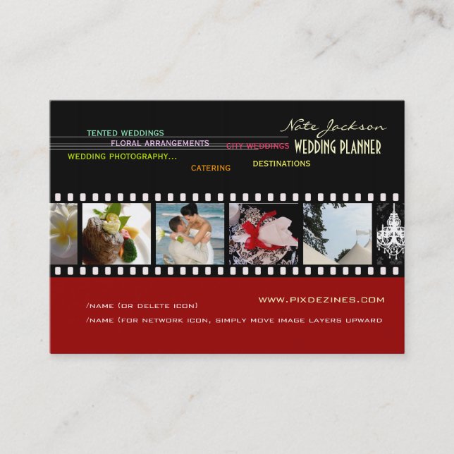 PixDezines wedding planners/diy colors+fonts Business Card (Front)