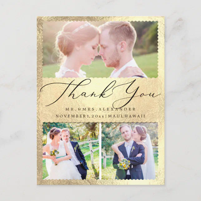 PixDezines Wedding Thank You/Luxury Calligraphy Postcard | Zazzle