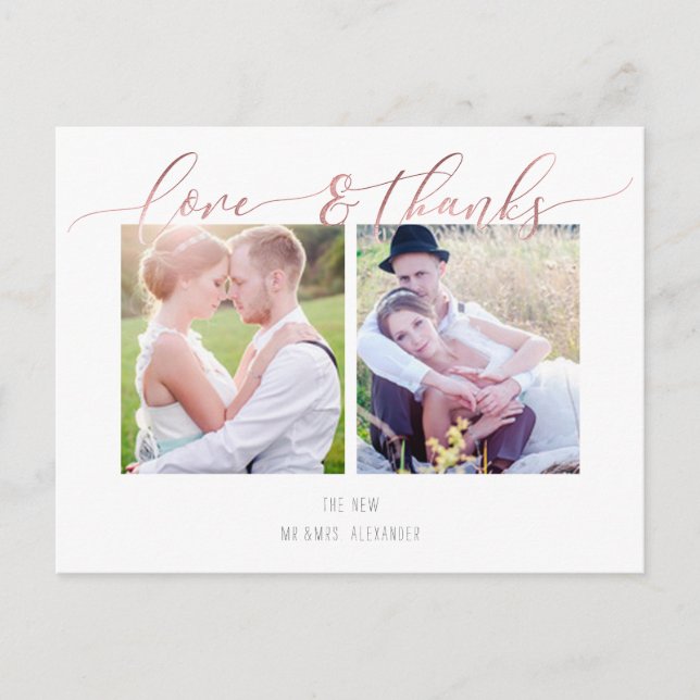 PixDezines Wedding Thank You/Modern Calligraphy Announcement Postcard (Front)