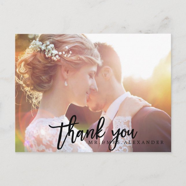 PixDezines Wedding Thank You/Modern Script Postcard (Front)