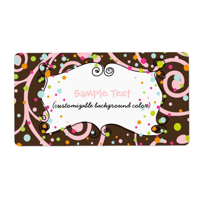 PixDezines Whimsy, pink chocolate, cupcakes Label (Front)