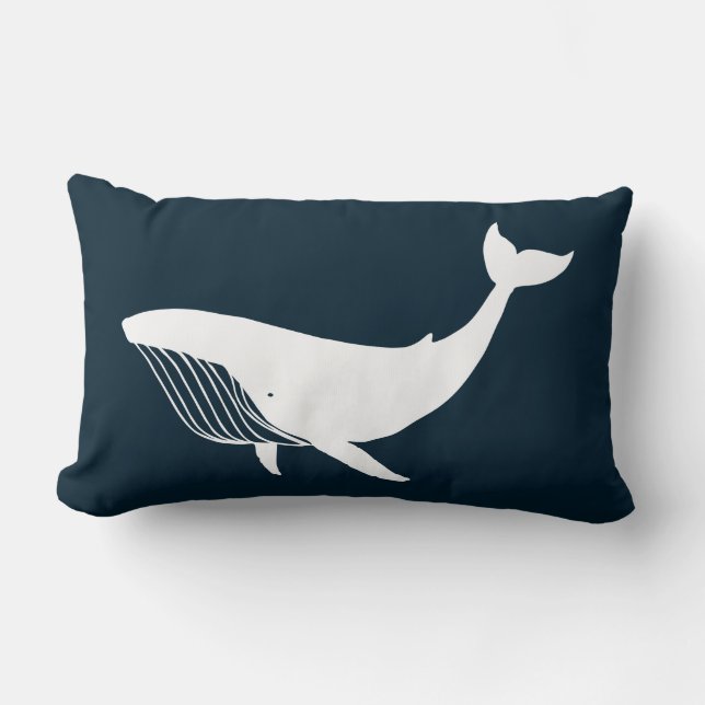 PixDezines white+blue blue whale/diy background Lumbar Pillow (Front)