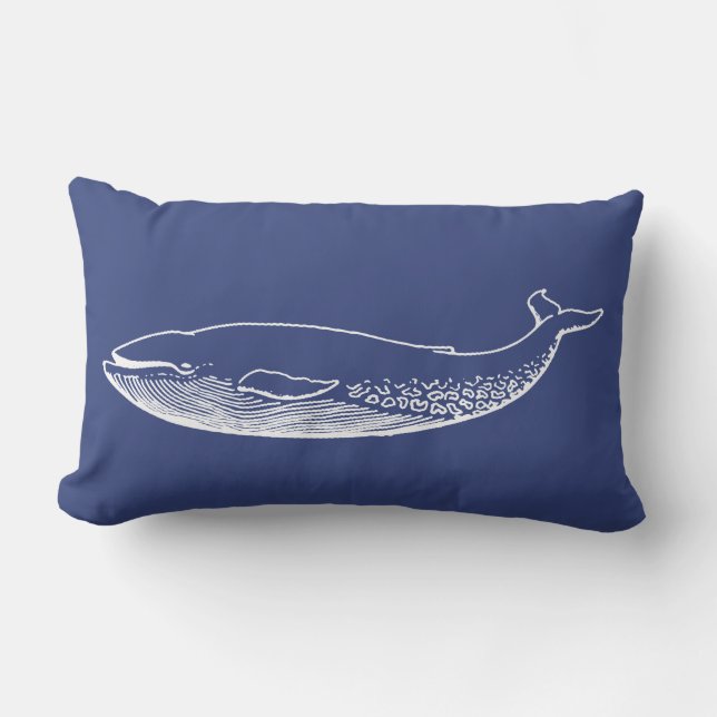 PixDezines white+blue blue whale/diy background Lumbar Pillow (Front)