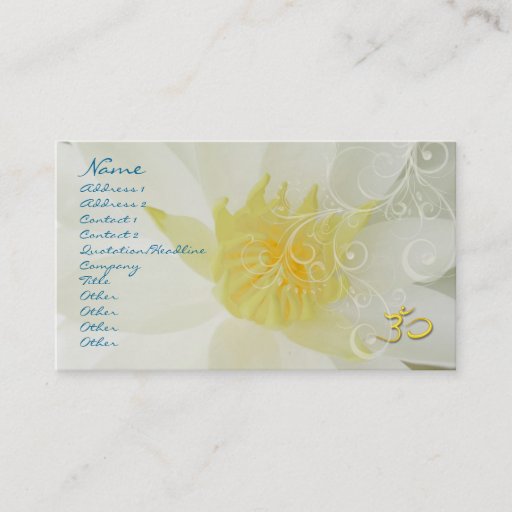 Customizable PixDezines white lotus/water lily + pearly swirls Business Card