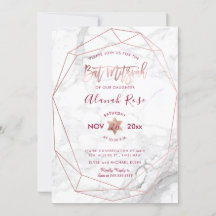 PixDezines White Marble Bat Mitzvah/Rose Gold