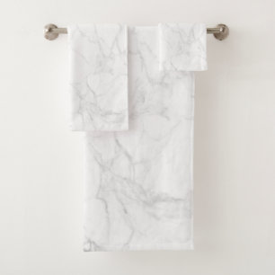 PixDezines White Marble Bath Towel Set