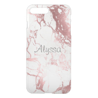 PixDezines White Marble+Faux Rose Gold iPhone 8 Plus/7 Plus Case