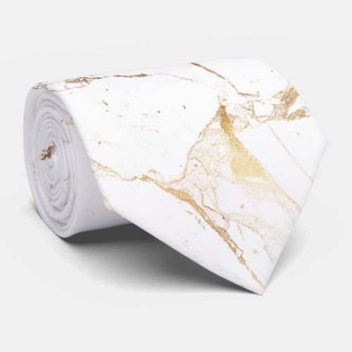 PixDezines White Marble SlabGold Veins Tie