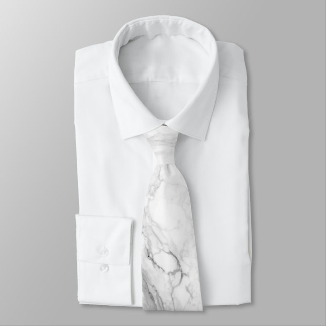 PixDezines White Marble Slab Neck Tie (Tied)