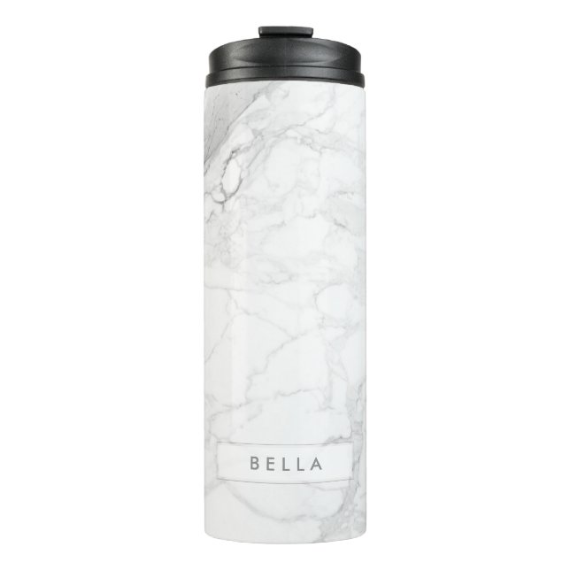 PixDezines WHITE MARBLE Thermal Tumbler (Front)