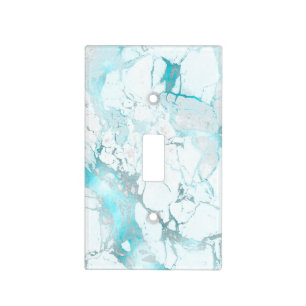 PixDezines White Marble Turquoise Viens Light Switch Cover