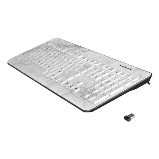 PixDezines WHITE MARBLE Wireless Keyboard (Angled)
