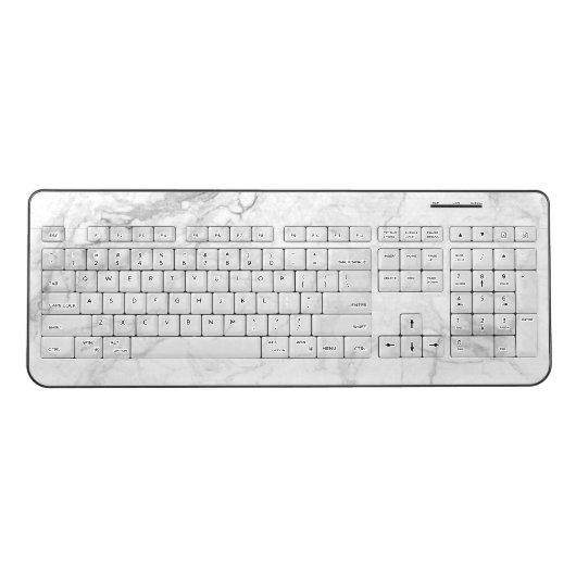 PixDezines WHITE MARBLE Wireless Keyboard (Front)