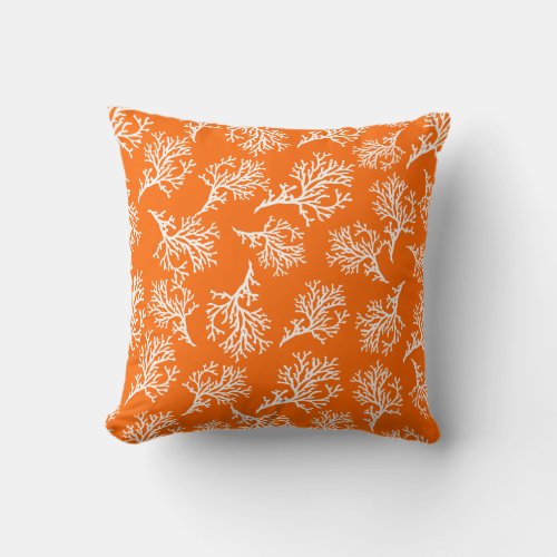 PixDezines whiteorange coraldiy background Throw Pillow