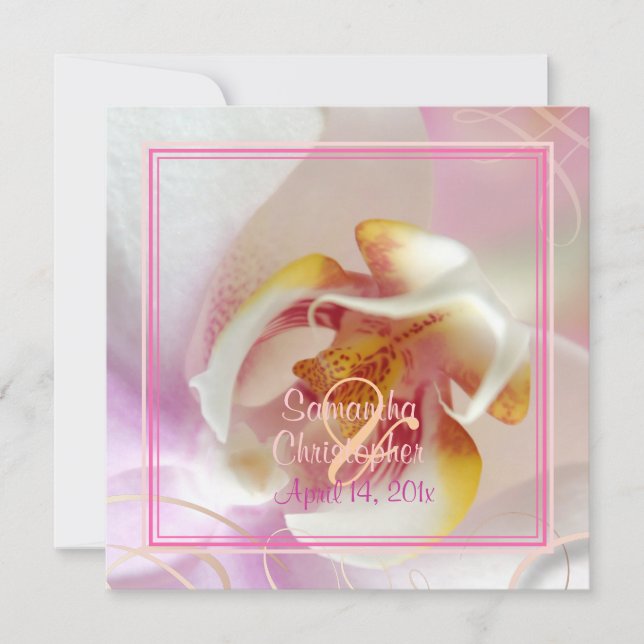 PixDezines White Orchid | Pale Pink + White Invitation (Front)