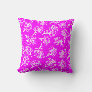 PixDezines white+pink coral/diy background Throw Pillow