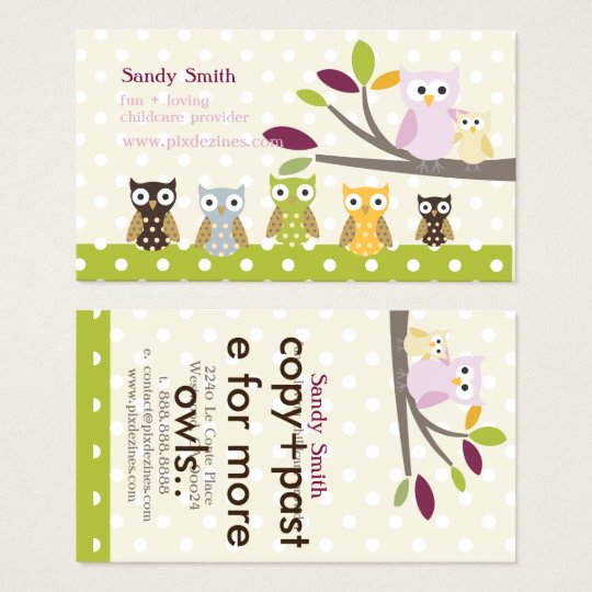 PixDezines Whoot's Daycare Business Card