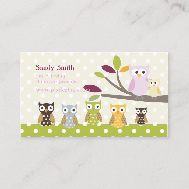 PixDezines Whoot's Daycare Business Card (Front)