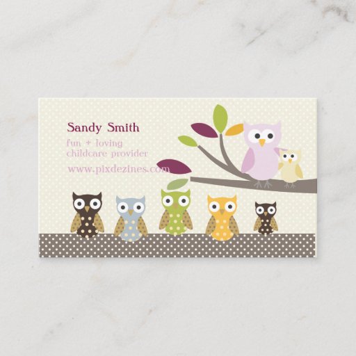 Customizable PixDezines Whoot's Daycare Business Cards
